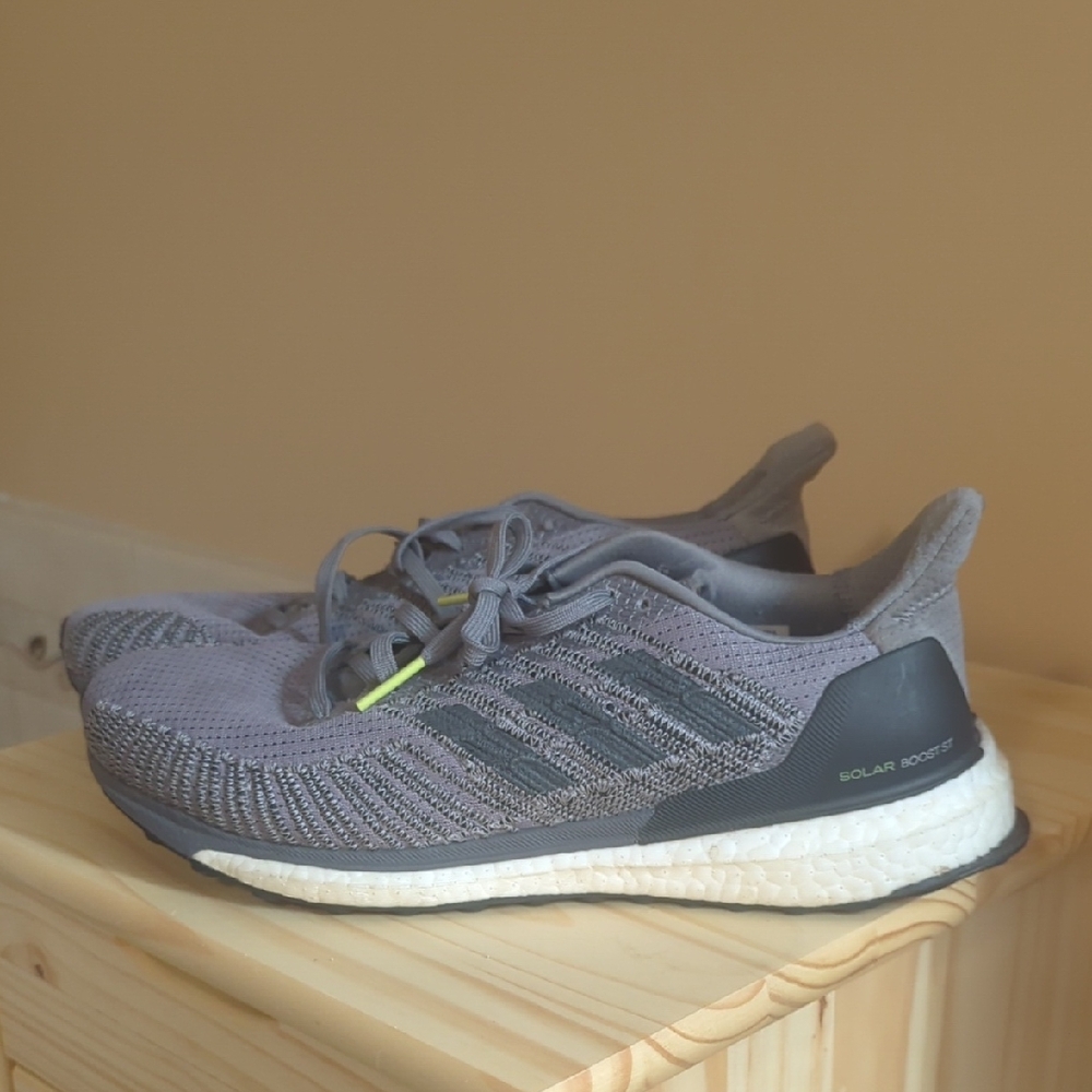 Adidas Gray and White Solar Boost Sneakers